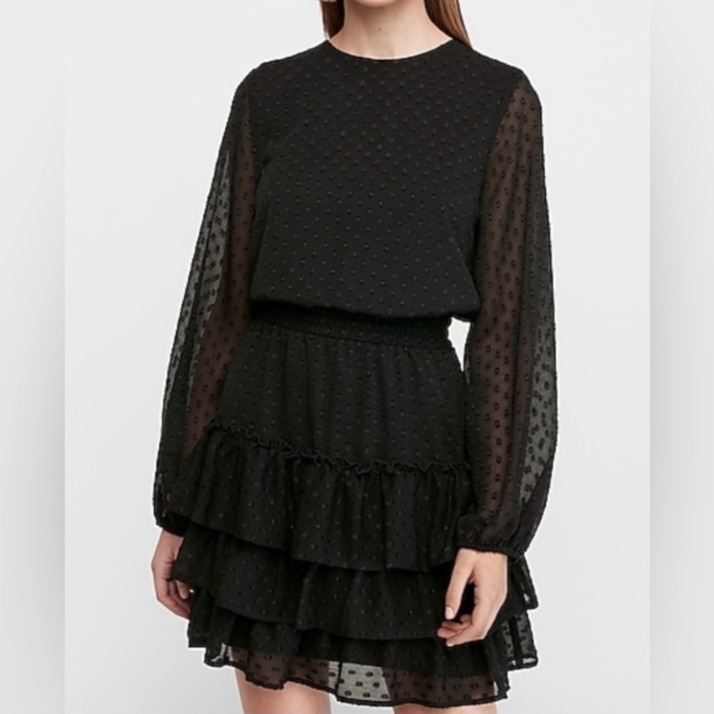 Express Black Sheer Sleeve Dress